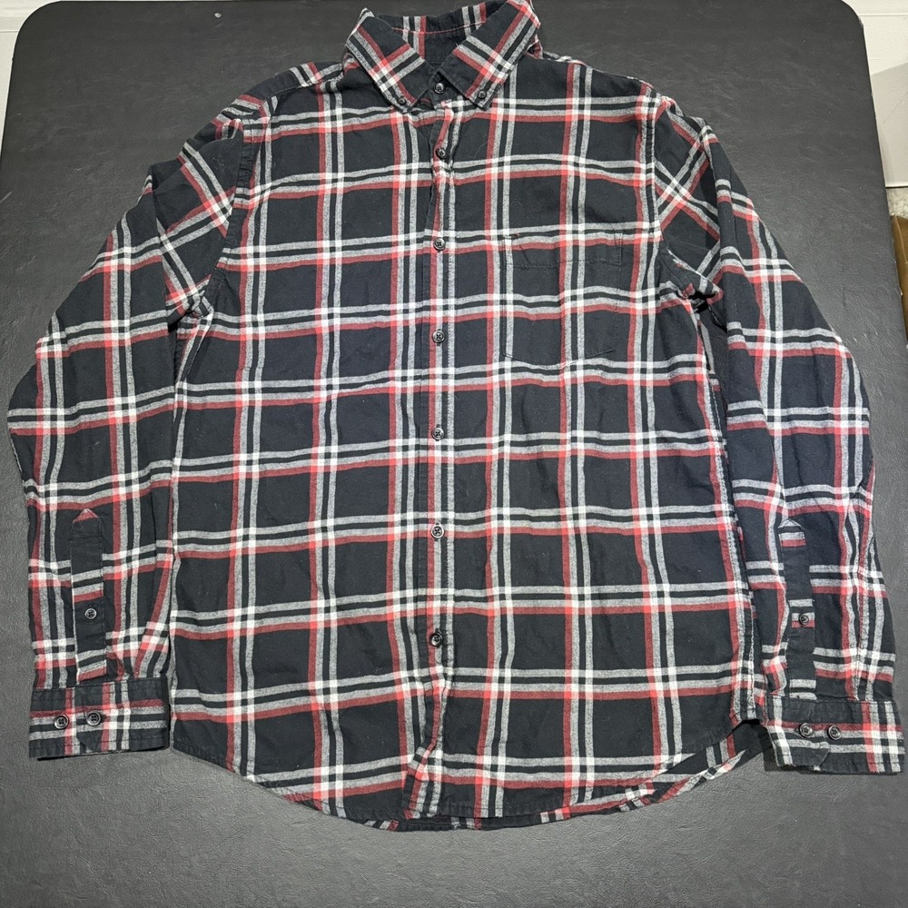 Goodfellow Men's Black Red Plaid Flannel Shirt Sz M‎